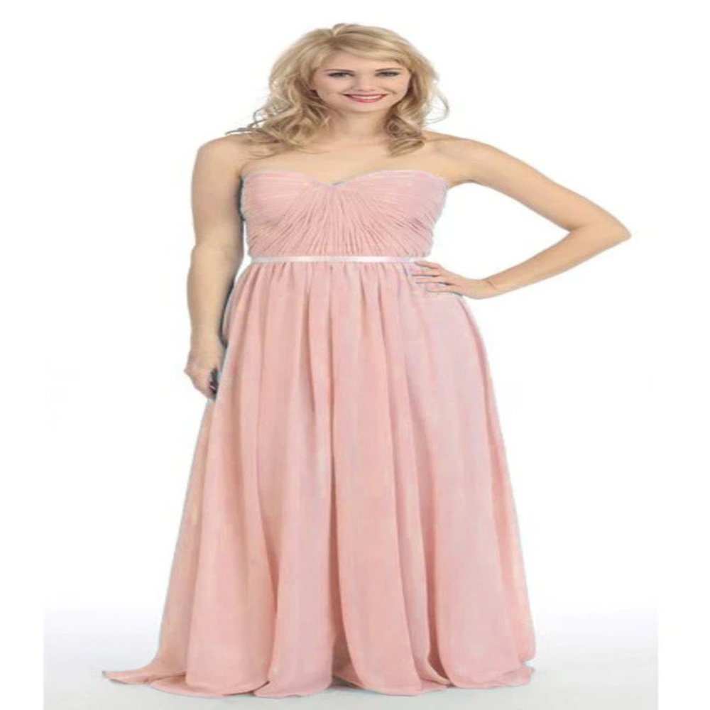 Eureka 2800 Belted Waist Ruched Long A-Line Dress (DUSTY PINK)